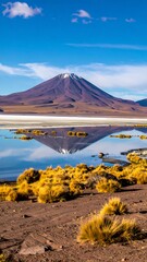 Volcanic lake landscape