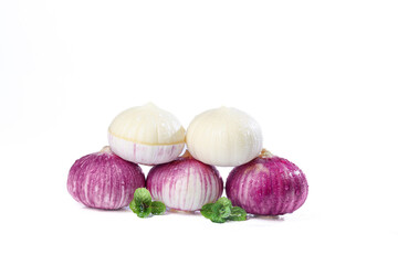 Pearl Garlic Bulbs Purple Skinned One Headed Shandong Yunnan Fresh Cooking Ingredients White Background