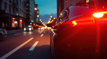 Night city traffic with car lights.