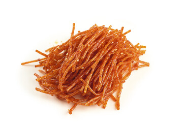 Obraz premium Spicy Hunan Shredded Meat Sticks - Traditional Chinese Chili Snack Food
