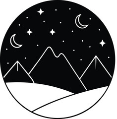 Serene night sky over majestic mountain silhouette © mofizurart