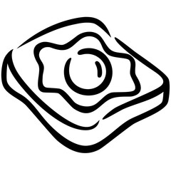 Minimal Fried Egg Icon – Black and White Line Art Illustration