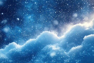 Snowfall against a clear blue sky.