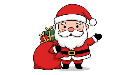 Obraz premium Cartoon Character Holding Gift Sack Waving Hello