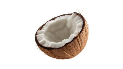 Fresh, half coconut, inviting healthy summer vibes, tropical taste