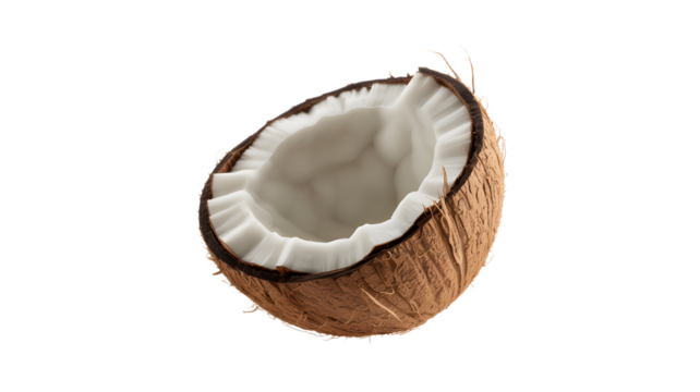 Fresh, half coconut, inviting healthy summer vibes, tropical taste