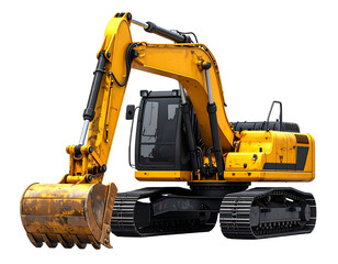 Minimalist Yellow Excavator PNG