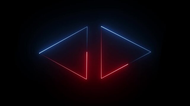 Glowing neon play button icon play on black background. Play button left and right sign with neon circle animation. 4k animation video..