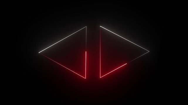 Glowing neon play button icon play on black background. Play button left and right sign with neon circle animation. 4k animation video..