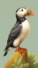Naklejka premium Wallpape puffin animal bird wing.