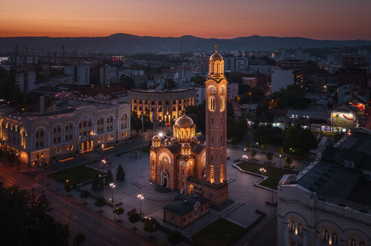 church in banja luka at night
