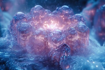 Ice crystals forming intricate patterns on a window.