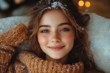 Woman in winter coat and scarf.