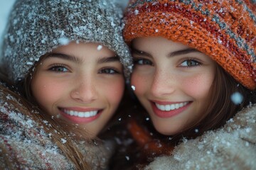 girls in winter clothing smiling and looking at the camera.