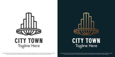 Town City logo design illustration vector. Metropolitan architecture silhouette. Modern simple icon symbol.