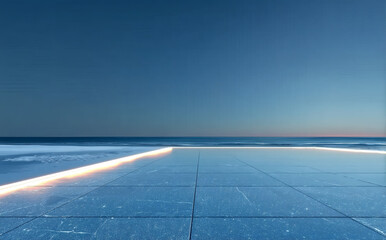 Empty Modern Beachfront Plaza at Dusk