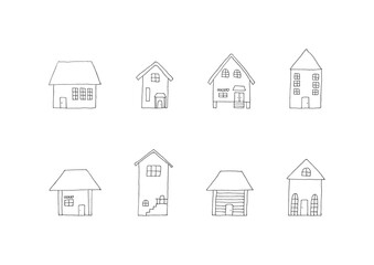 建物の手描きイラストセット1