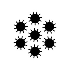 Abstract black sunburst pattern arrangement. Stylized black icons representing viruses