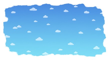 Blue Sky with White Clouds Border Illustration