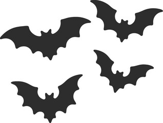 Silhouette of bat isolated on white background, vector illustration for halloween