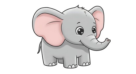 Obraz premium Cute Elephant Cartoon Illustration with Playful Expression