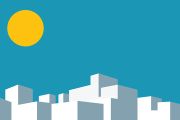 Flat illustration vector in bright colors. Geometric house background design