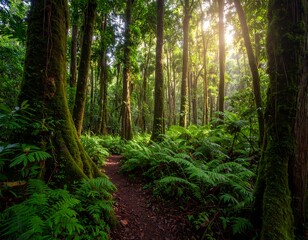 Lush tropical forest path