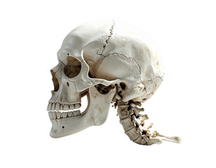 Minimalist Human Skull with Neck Bones PNG