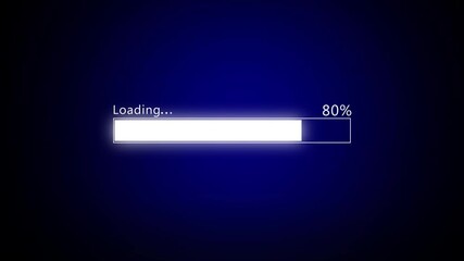 Abstract Loading Progress Bar from 0 to 100% stuck.  loading bar from 0 to 100 percent transfer on blue background. - Powered by Adobe