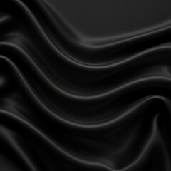 Black silk fabric flowing drapery