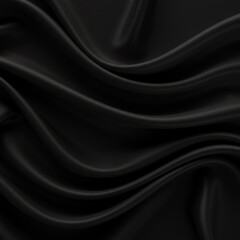 Black silk fabric flowing drapery