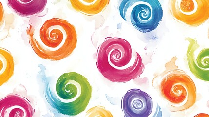 Seamless pattern abstract watercolor spiral design on white background