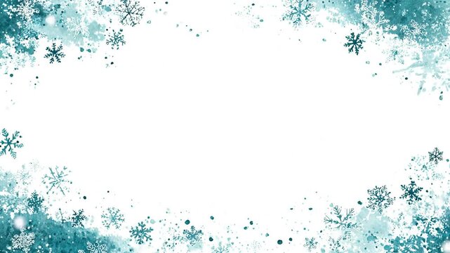 Abstract watercolor snowflakes on white background for seasonal designs