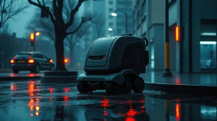 Rainy City Robot Delivery.