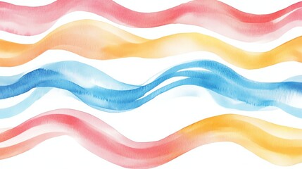 Seamless pattern abstract watercolor wave lines on white background