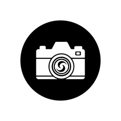displays a white DSLR camera icon on a black circle background.