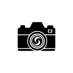 DSLR camera icon in black and white.