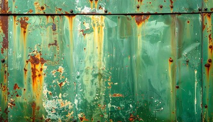 Rusty green metal panels