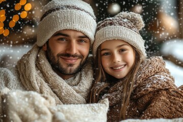 Man and woman in winter clothing.