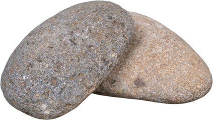 Two Smooth Gray River Stones Overlapping on Transparent