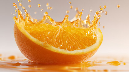 Orange halves splashing juice high speed shot