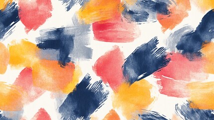 Seamless pattern abstract watercolor brush strokes on white background