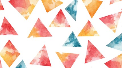 Seamless pattern abstract watercolor triangle shapes on white background