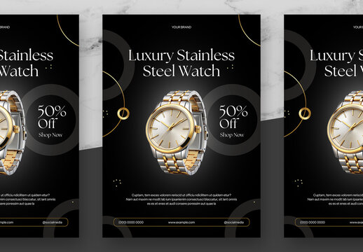 Gradient Gold And Black Luxury Watch Flyer