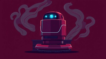 Red Robot Cleaning Smoky Room.