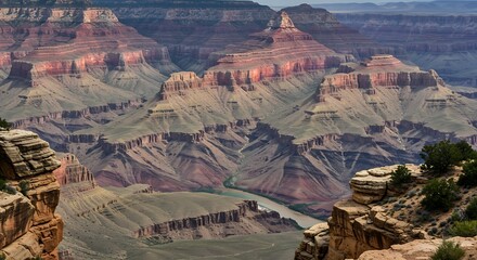 Expansive canyon landscape with layered rock formations and dramatic natural beauty