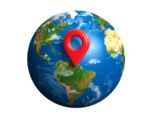  Realistic Earth Globe with Red Location Pin PNG