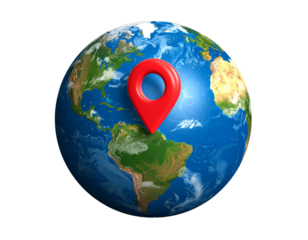  Realistic Earth Globe with Red Location Pin PNG