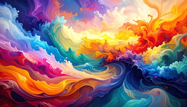 Abstract colorful swirling paint