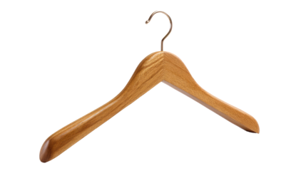 Light brown wooden hanger with a smooth curve and hook